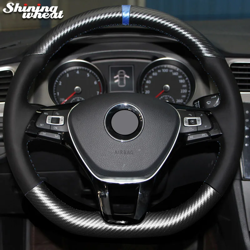 Bannis Pu Carbon Fiber Leather Steering Wheel Cover For Volkswagen Vw