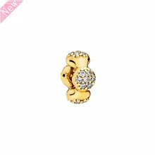 Современные LovePods Spacer очаровательные бусины для женщин, изготовление ювелирных изделий в сияющих 18 К золотых и прозрачных CZ DIY Fit PANDORA Подвески SH017