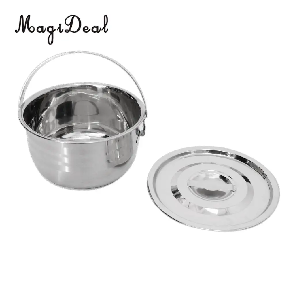 MagiDeal Stainless Steel Outdoor Cookware Pot Camping Picnic Cooking Camp Fire Pan Hanging Pot Pan S M L 