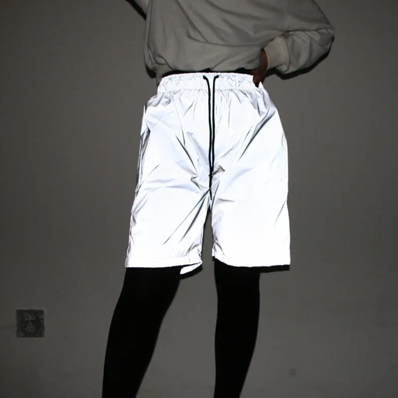 Riinr Летний Ночной светильник светоотражающие шорты для мужчин и женщин для отдыха блестящие шорты эластичный пояс повседневные шорты Уличная одежда