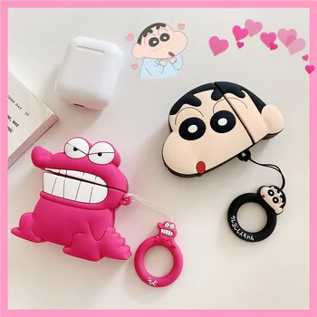 

3D Cute TOHATO Cartoon Crocodile Crayon Shinnosuke Nohara Silicones Case For AirPods 2 Case Bluetooth Anti-fall Earphone Cover