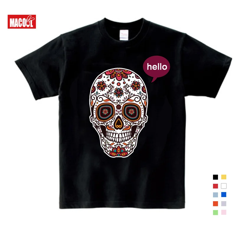 

New Children Lovely skeleton Print T-shirt Clothes For Summer Short Sleeve Solid Tee Tops Boys/Girls Casual Tops Baby Clothing