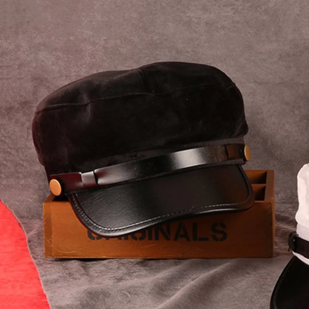 Unisex Military Hat Winter Velvet \u0026 PU 