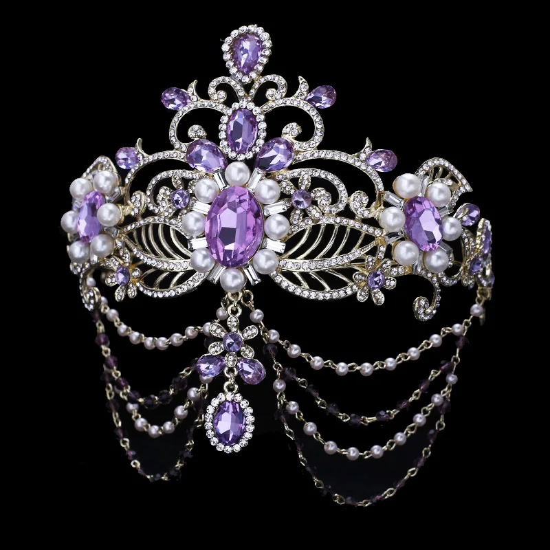 تيجان امبراطورية  فاخرة ولا اروع -font-b-Purple-b-font-Crystal-bride-hair-accessory-font-b-wedding-b-font-Bridal
