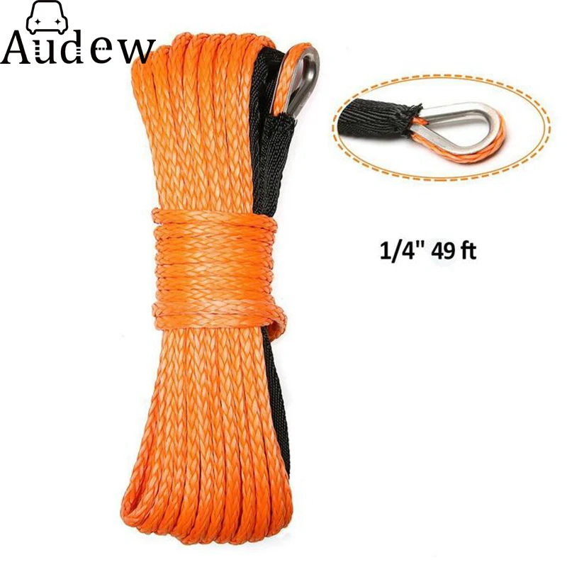 

7000lbm 15m*6mm Emergency Safety Towing Ropes Cable Wire Winch Rope String Line Cable with Sheath Orange Synthetic Towing Rope