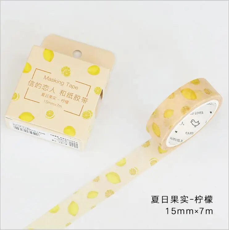 

15mm Wide Four Seasons Summer Succulent Fruit Lemon Decoration Washi Tape DIY Planner Diary Scrapbook Sticker Masking Tape