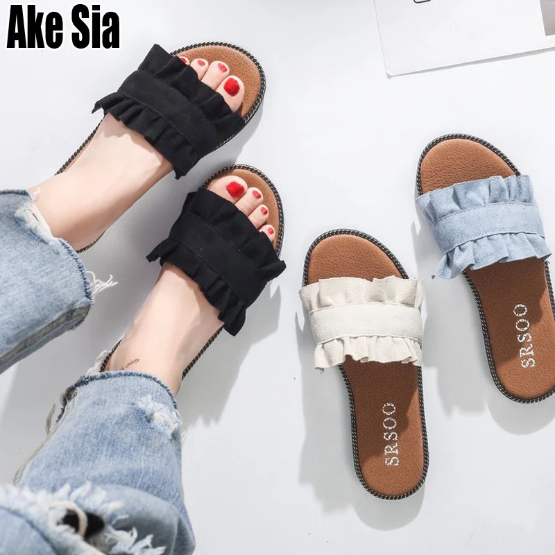 

Ake Sia New Summer Fashion Macrame Laciness Ladies Women Female Babouche Mules Flat Beach Stuffies Slippers Flatties Shoes A240