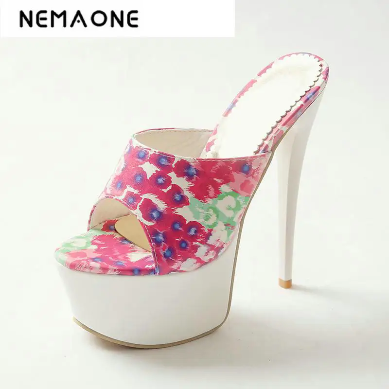 

Sexy Shoes Woman Summer Fashion flower High Heel Sandals Women Slippers Sandalias Ladies Shoes Size 34-40
