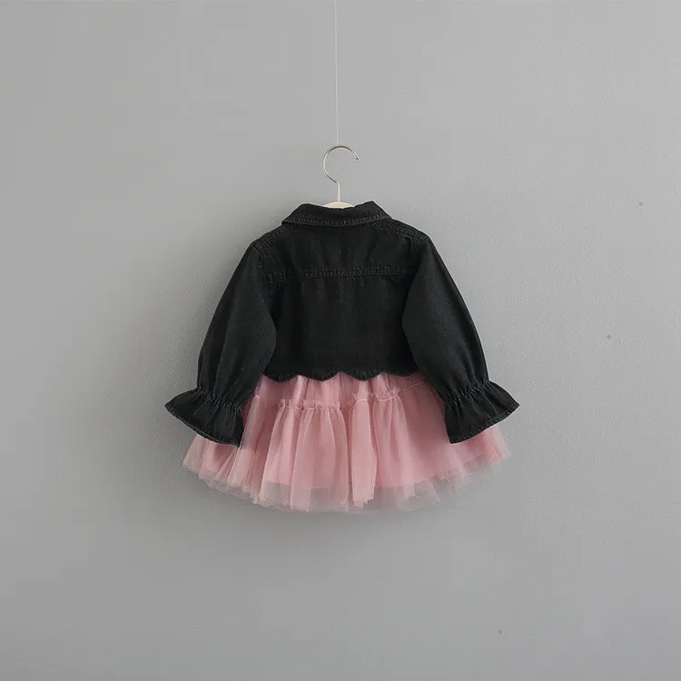 Girls Clothes Autumn 2018 Denim Coat + Mesh Dress Set Girl Suit For Baby Girl Girls Christmas Outfit Fashion Clothing For Girls101