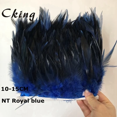 CKing 42 цвета 10 метров петух Hackle перо отделка бахрома 10-15 см 4-6 дюймов седло перо ленты курица отделка из перьев - Цвет: NT royal blue