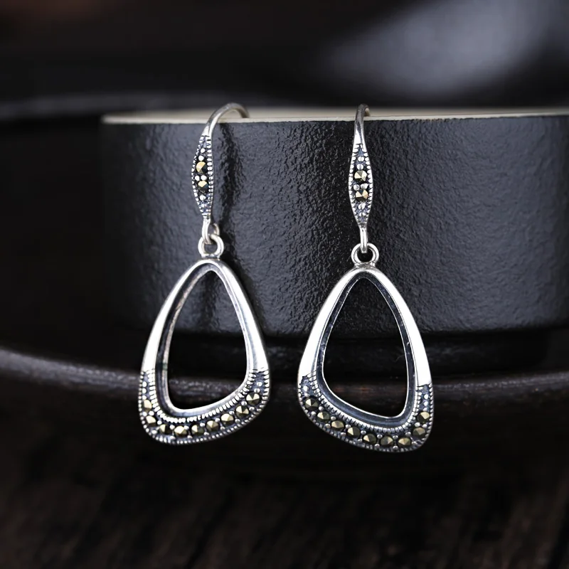 Женские винтажные серьги Крючки из серебра 925 пробы 11 х17 мм|hook earrings|silver hook earringsearring
