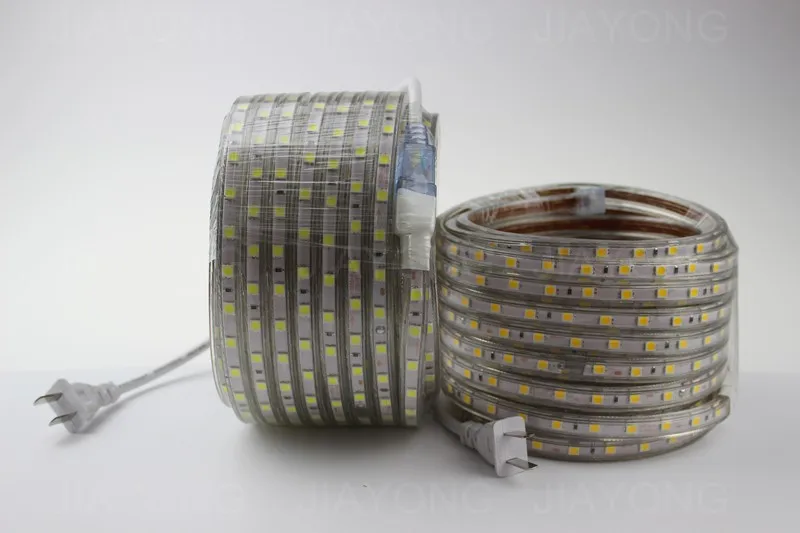 10 м 11.52 Вт/м белый/теплый белый 600led SMD 5050 Светодиодные ленты свет лампы Водонепроницаемый IP66 AC 220 В для гостиная столовая Спальня