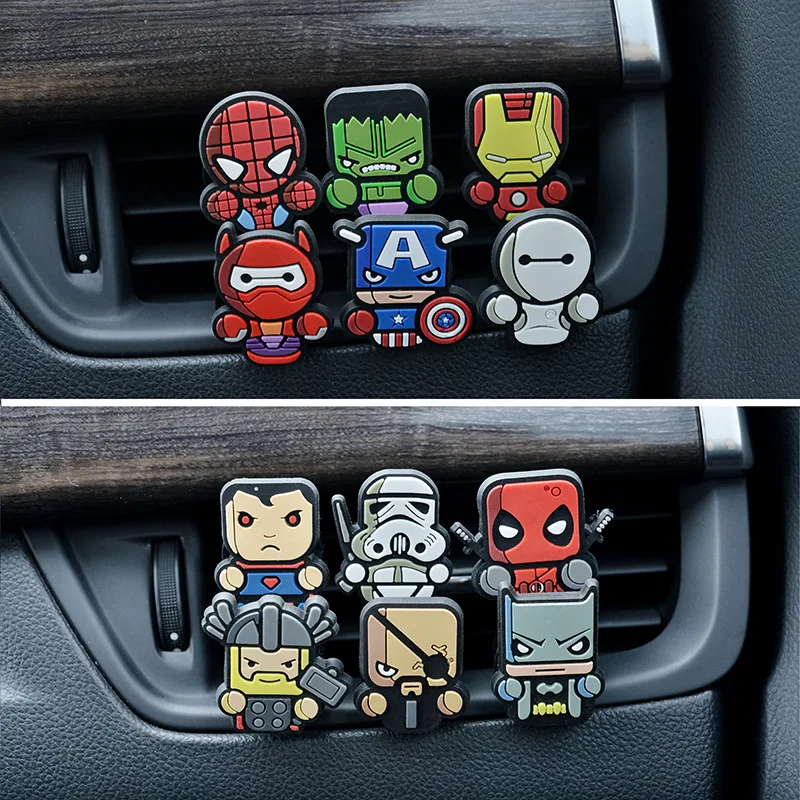 Car Vent Perfume Clip Marvel Avengers Heros Figure Cute Air Freshener Decoration Auto Interior Accessories Car-Styling Car Vent Perfume Clip Marvel Avengers Heros Figure Cute Air Freshener Decoration Auto Interior Accessories Car-Styling