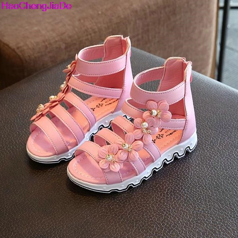 Girls Gladiator Sandals Kids Summer Children Sandal Flowers Rubber