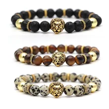Тигровый глаз любовь Лев Мода четки Лава бусина, натуральный камень мужские браслеты и браслеты Йога браслет для женщин ювелирные изделия