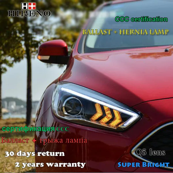 Hireno Headlamp For 2017 Ford Focus Mustang Style Headlight Hireno Headlamp For 2017 Ford Focus Mustang Style Headlight Embly Led Drl Angel Lens Double Beam Hid Xenon 2pcs In Car Light From