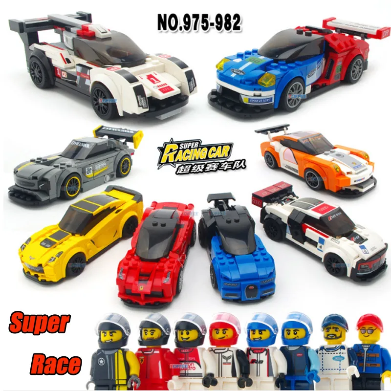 

8 Style Super Race Speed Champions Super Car Bugatti Veyron Building Block Bricks Street Racing Compatible With Legoings Speed