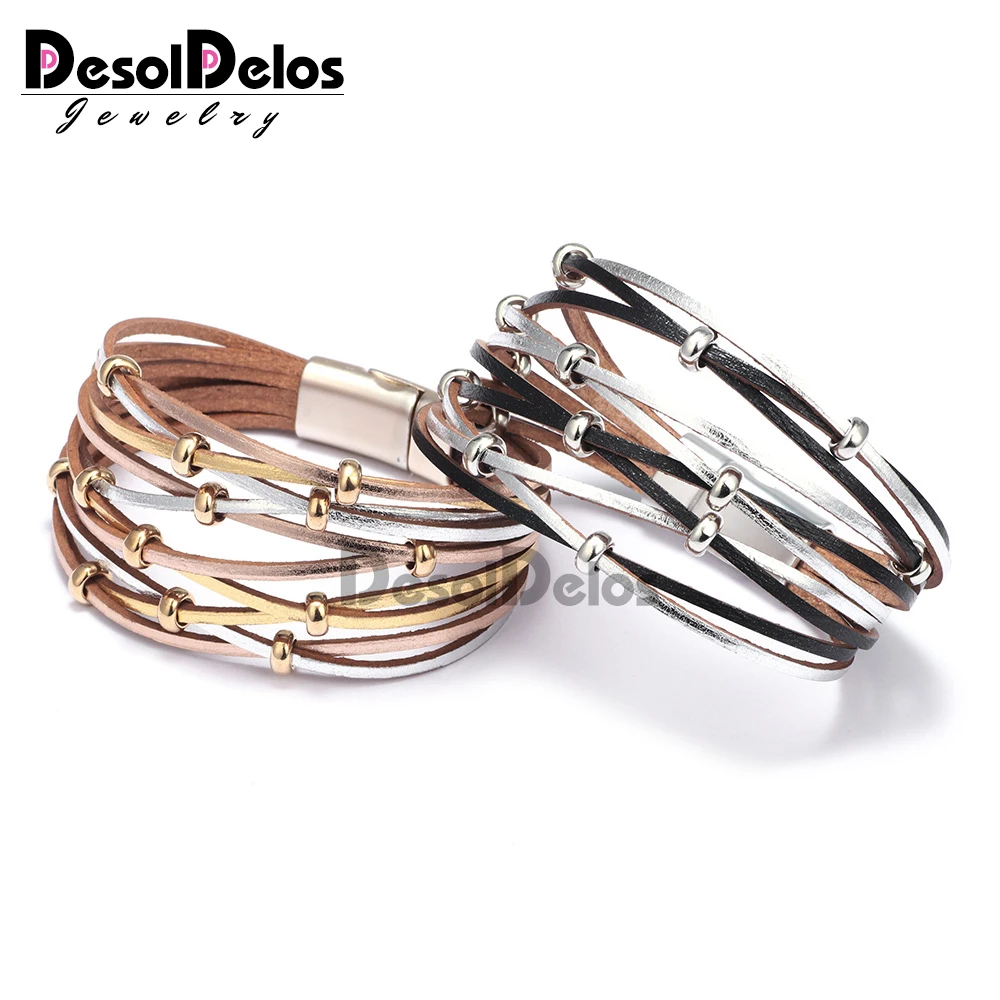 

2019 New Snap Button Jewelry Leather 18mm Snap Button Bracelet Punk Multilayer Leather Bracelet Snaps Jewelry Gift