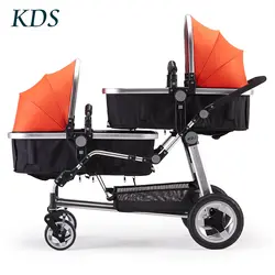 Kds/высокая пейзаж детская коляска Caedus двойной сложенный до и после может присесть