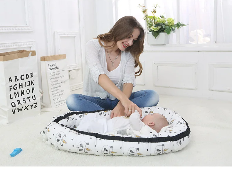 Детская кроватка из чистого хлопка, переносная кроватка для новорожденных, моющаяся кровать для детей 0-3 лет