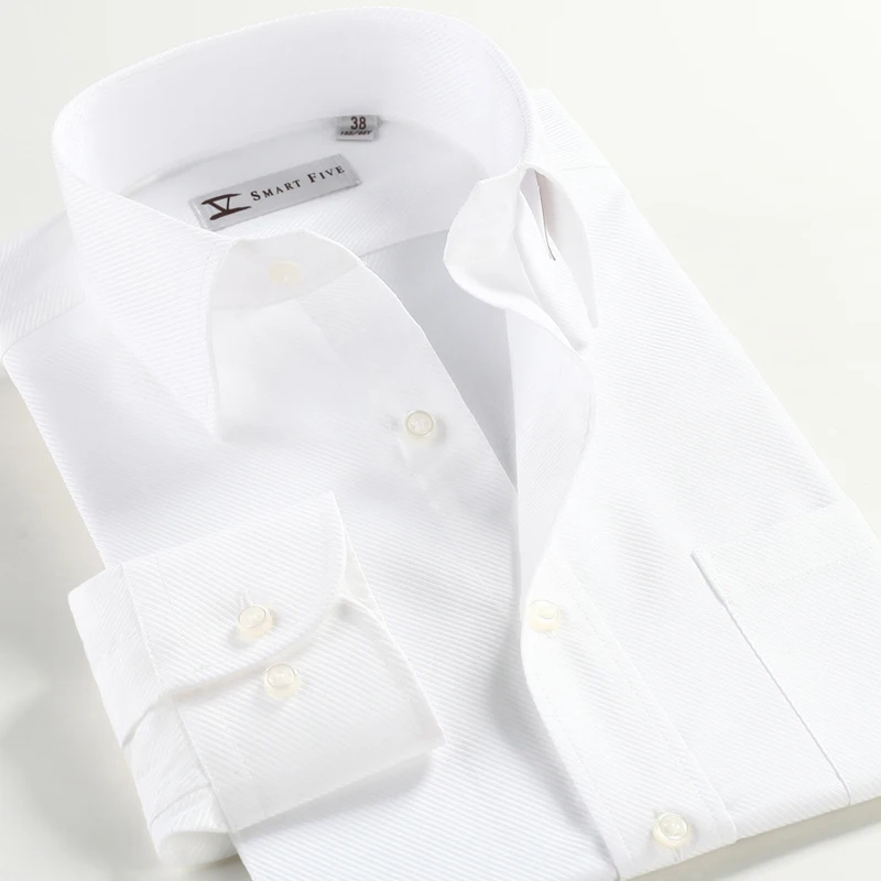 Vente Smart five chemise homme d été 100% coton à manches longues hommes robe chemise de marque mince blanc hommes clothing sfl4a15