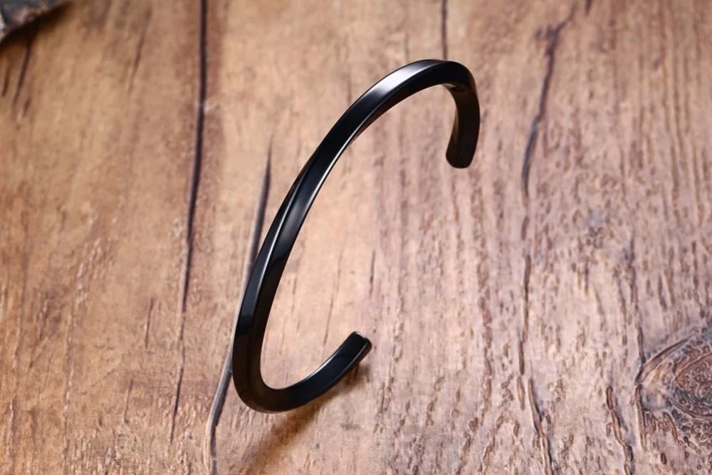 Mens Bracelets Bangles 316l Stainless Steel Simple Twist Cuff Open Bangle Bracelet Black Silver-color Punk Bike Fashion Jewelry Men Accessories pulseira masculina 13