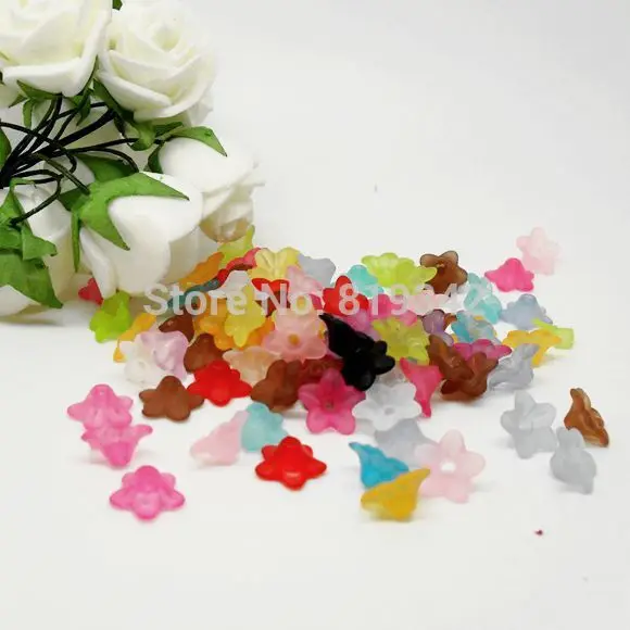 Free Shipping 800pcs/lot 10x4mm Random Mixed Flower Frosted Acrylic