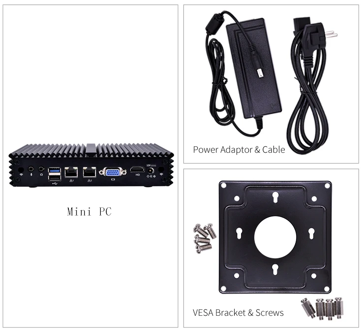 Мини-ПК Kansung с четырехъядерным процессором Celeron J1900, 2 гигабитных порта NIC lan, 8USB, безвентиляторный X86, низкая мощность, микрокомпьютер, поддержка Win Linux
