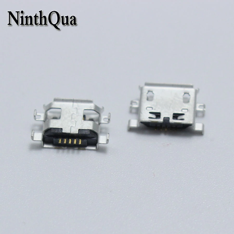 

10pcs Micro USB 5pin jack B Type Flat Mouth with Curling Side 4 Feet Short Pin Female Socket Connector For Mobile Phone
