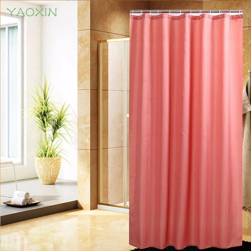 Coral Color Polyester Waterproof Thicker Keep Warm Shower Curtain
