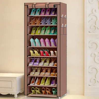 DIY Ткань Оксфорд пыленепроницаемый шкаф для обуви, обувной шкаф, 10 слоев, 9 сеток, органайзер для обуви, чехол, полка, шкаф для хранения обуви - Цвет: HH342100CS8