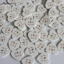 X100 персонализированные с изображением белого деревянного пола для влюбленных с сердечком с вашими инициалами и дату свадьбы деревенский Свадебный декор пользовательские деревянные поделки