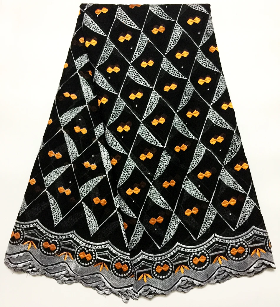 

New Fashion design African lace fabric embroidered High quality Swiss voile lace fabric for women dress cotton lace fabric