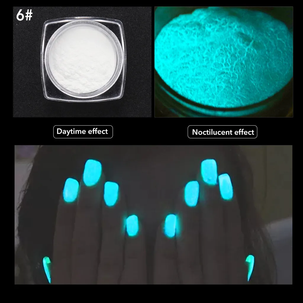 Неоновые цвета яркий лак для ногтей порошок светится в темноте пыль светящийся пигмент фосфоресцирующий флуоресцентный лак для ногтей порошок#2