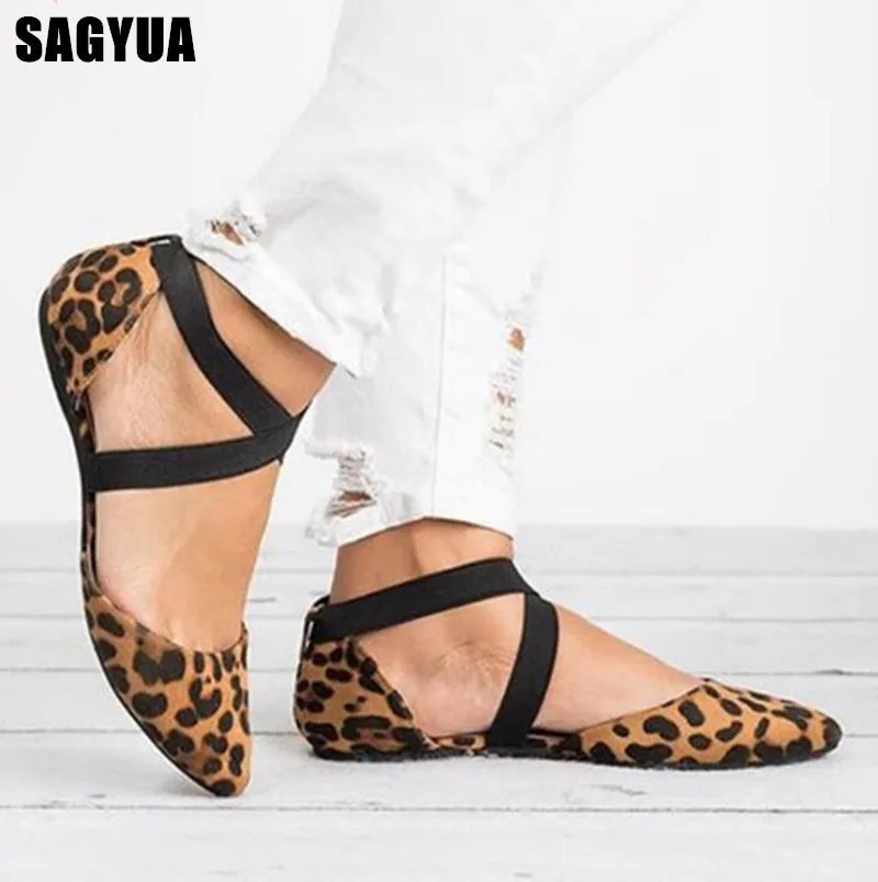 

2019 New Ballet Flats Women Casual shoes Summer Pointed Toe Flat breathable sandals Ladies Shallow Slip on Loafers Plus size A69