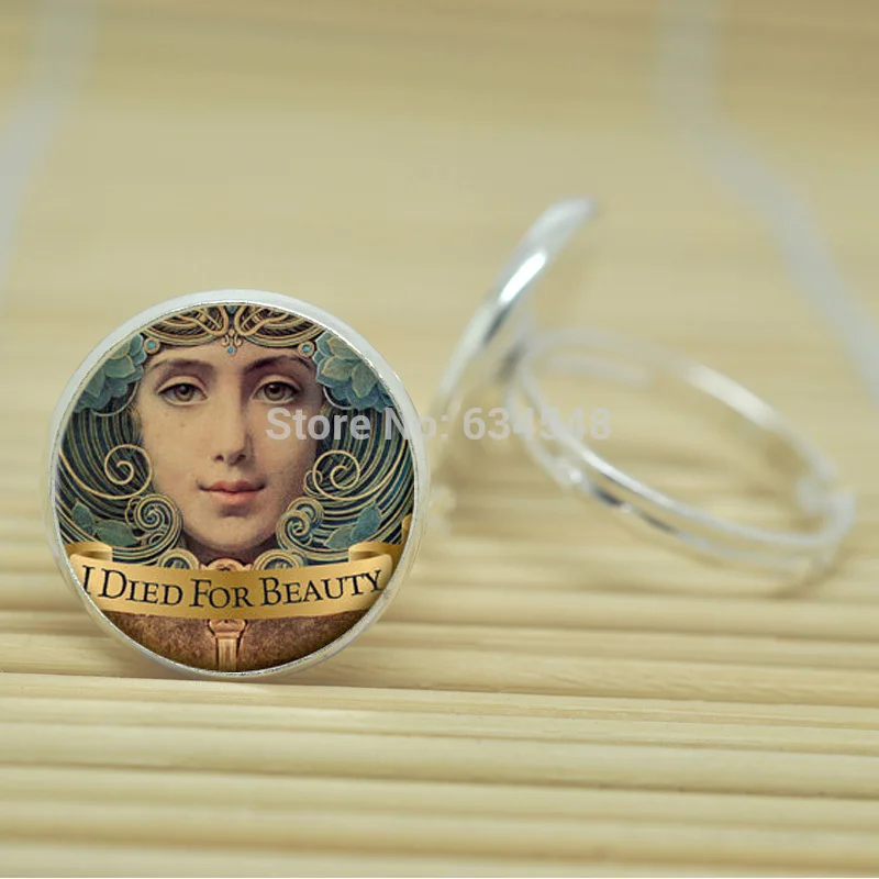 1pcs Emily Dickinson poems rings Victorian England jewelry glass Cabochon Adjustable Rings D1660