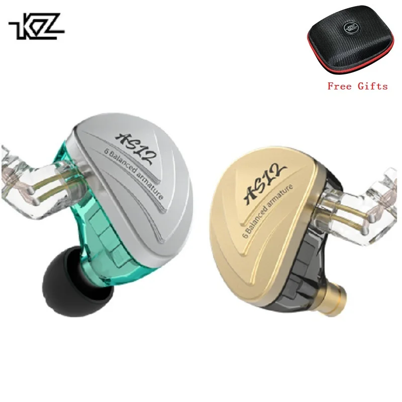 

KZ AS12 6BA Balanced Armature Drive Units In Ear Earphone HIFI Monitor Headset Noise Cancell Earbuds Zinc Alloy Headphones