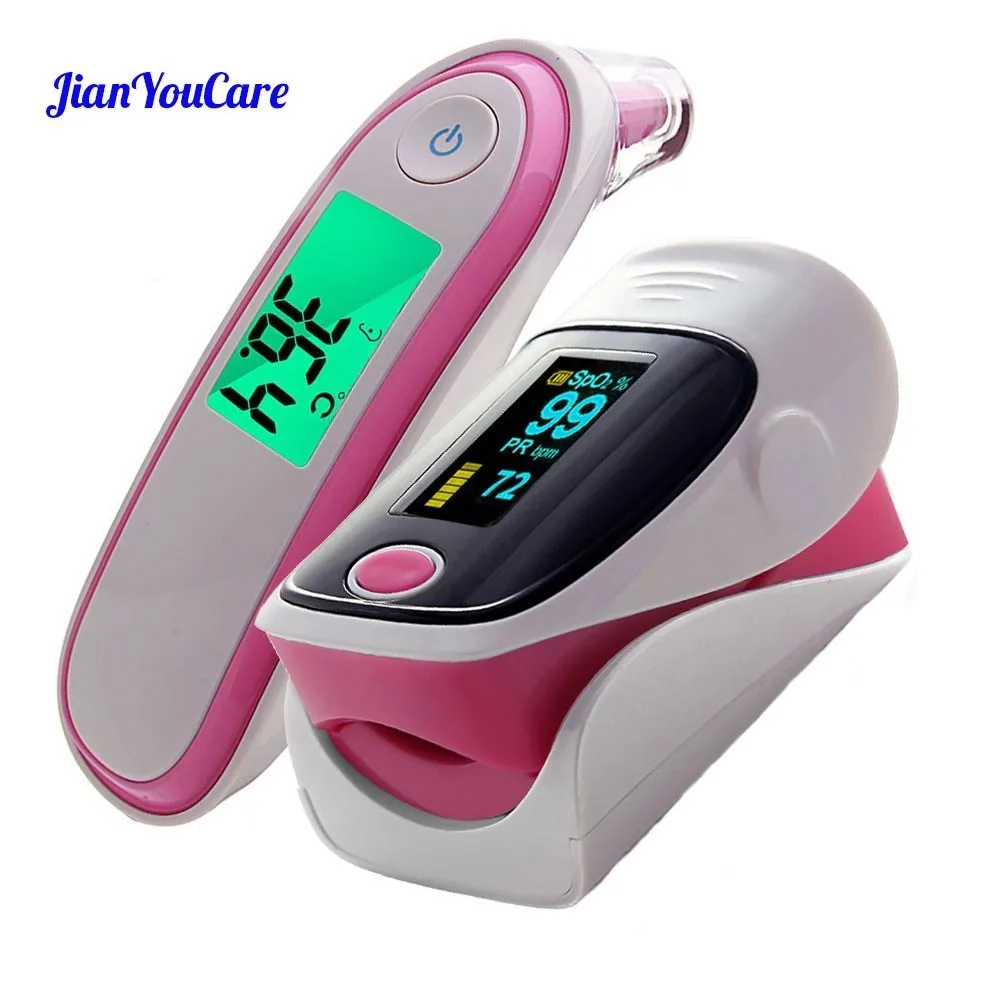 Medical Fingertip Pulse Oximeter Ear forhead Infrared Thermometer
