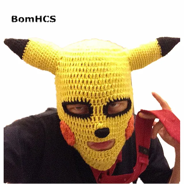 BomHCS New Handmade Funny Animal Cap Novelty Pikachu Hats Gag Party Masks Beanies Halloween