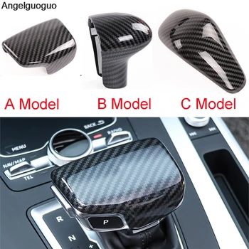 

Car carbon fiber style For Audi A4 B7 A5 A6 A7 Q5 Q7 automatic speed gear shift knob head covers Stickers interior Accessories