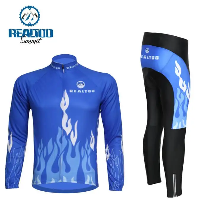 

REALTOO Men's Long Sleeve Bike Jersey Pants Set 3D Cut Light Thin Bicycle Clothes Bicycle Racing Running Sportswear Cycling Set