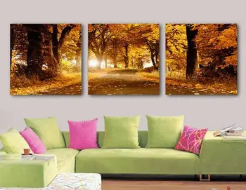 

Free Shipping No Frame 3 Pcs Beautiful Autumn Fallen Leaves Modern Wall Art Picture Home Decor for Living Room Paint On Canvas