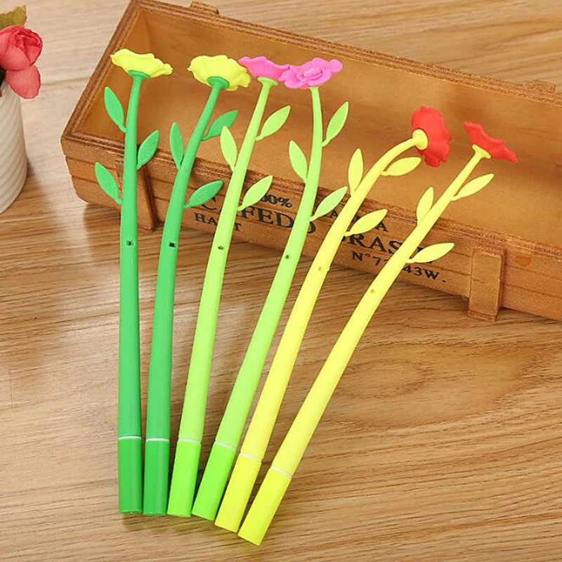 

Creative Simulation Camellia Gel Pen Cute Cartoon Learning Stationery Decorative Flower Pen Personality Office Water-Based Pen
