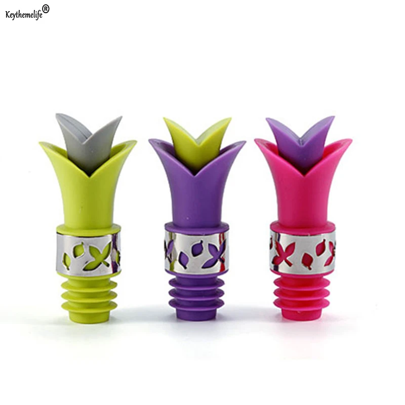 

High Quality Lily Wine Bottle Stoppers Silicone Food Grade Durable Wine Pourer Bar Tools