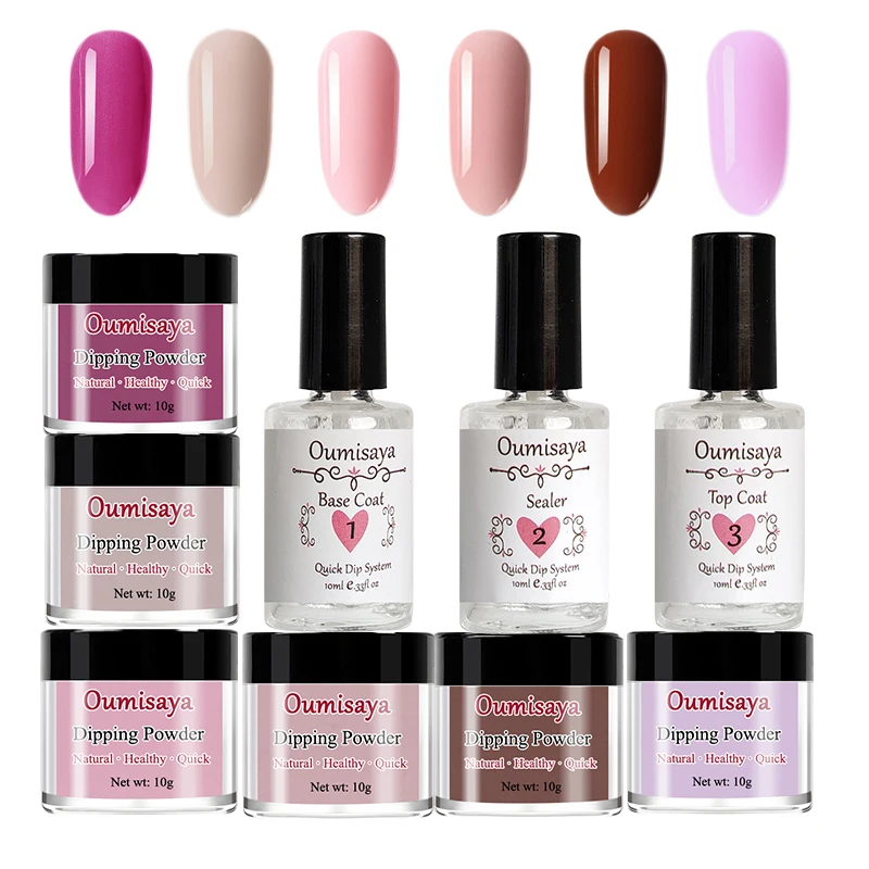 10 г/шт. 9 в 1 комплект Oumisaya поднос для ногтей порошок Starter Kit с Dip Системы полезных