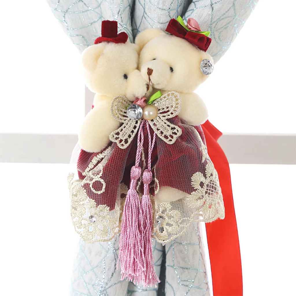 Delicate Little Bear Curtain Tieback For Wedding Room Decoration 5 Colors Hook Fastener Buckle Clamp For Bedroom Curtain 