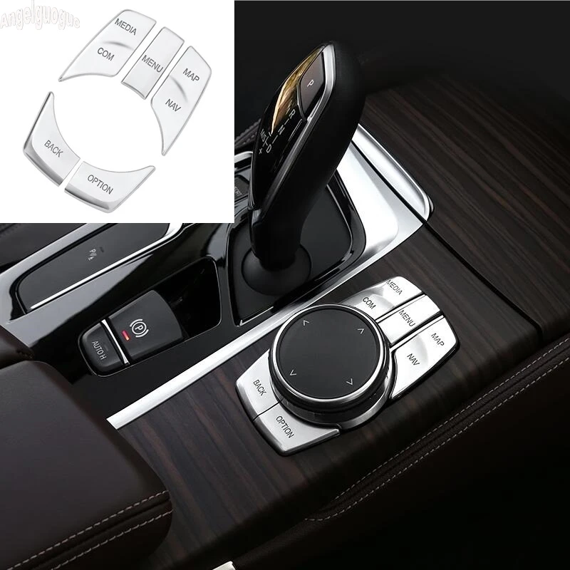 For BMW 5 Series G30 G38 528/530/540Li 2017 18 ABS chrome Car Interior Multimedia Button Cover Sticker Idriver car-styling