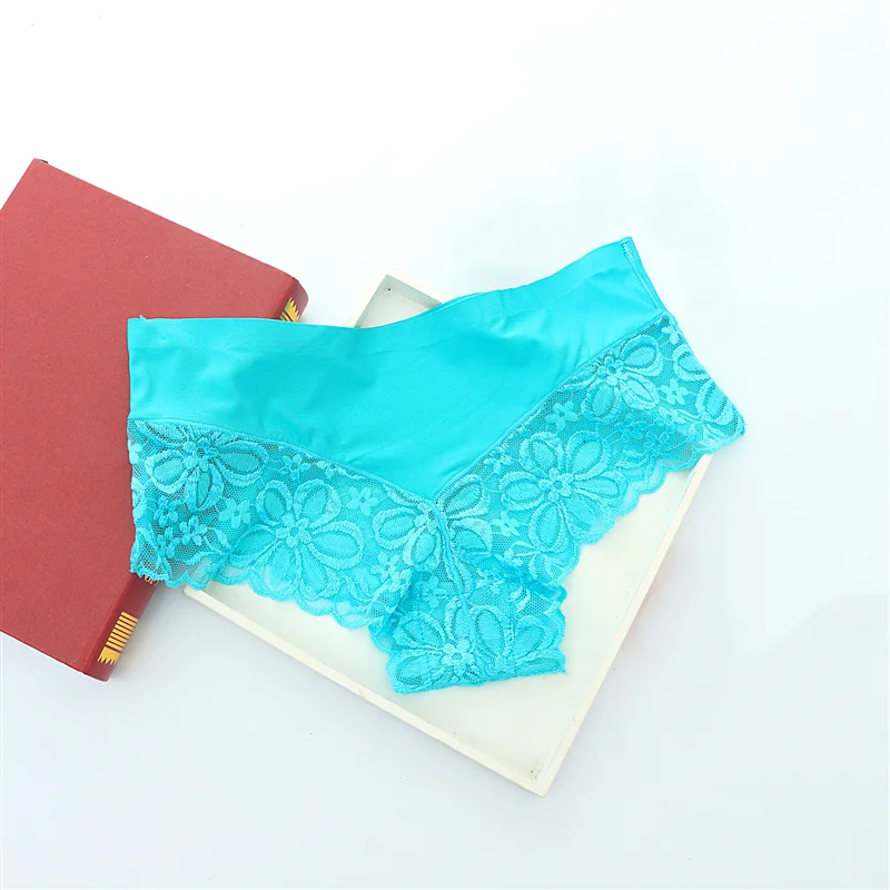 Women's Lace Seamless Briefs Ice Silk Panties Breathable Underwear Women Transparent Sexy Panty Cotton Crotch Panties Women 29 (5)