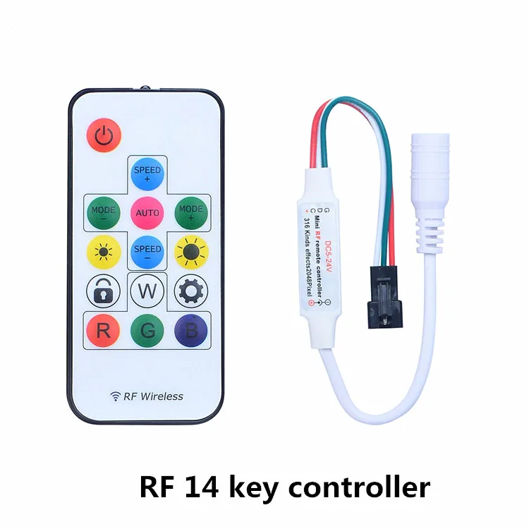 Мини 3key RF 14key 21key мини маленький светодиодный пиксельный световой контроллер для WS2811 SK6812 WS2812B 6803 1903 с пультом дистанционного управления