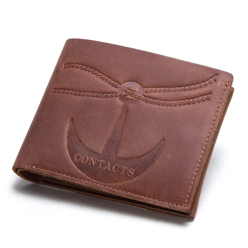 CONTACT'S vintage genuine leather men wallet with zipper coin pocket card holder small thin men's purse male partmon man cuzdan